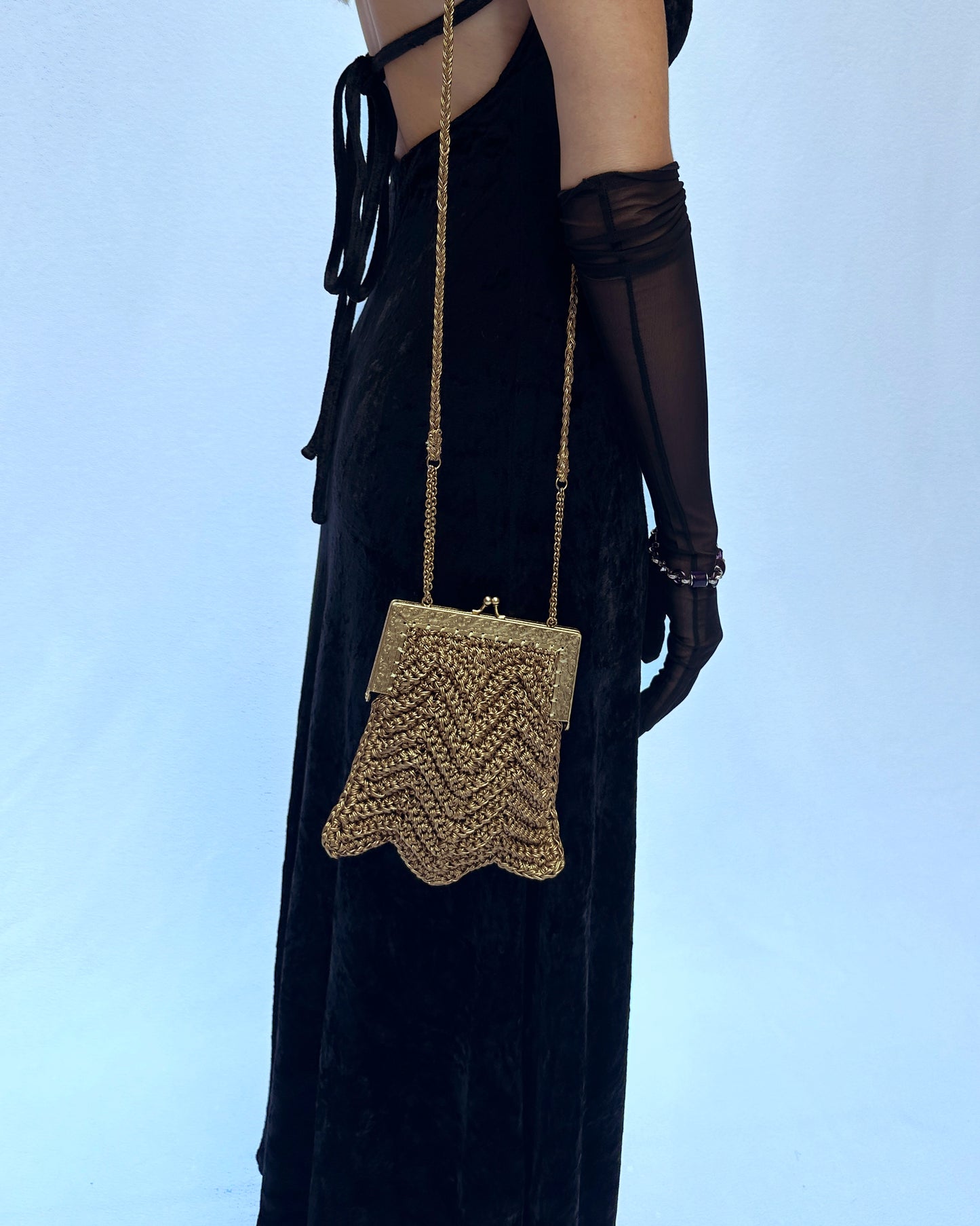 Vintage 1920s-Style Gold Frame Bag
