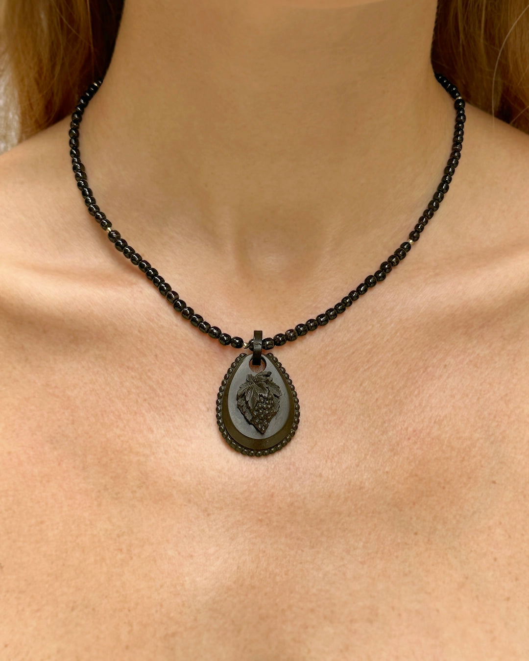 Rare Victorian Vulcanite Grape Choker Necklace ca. 1860
