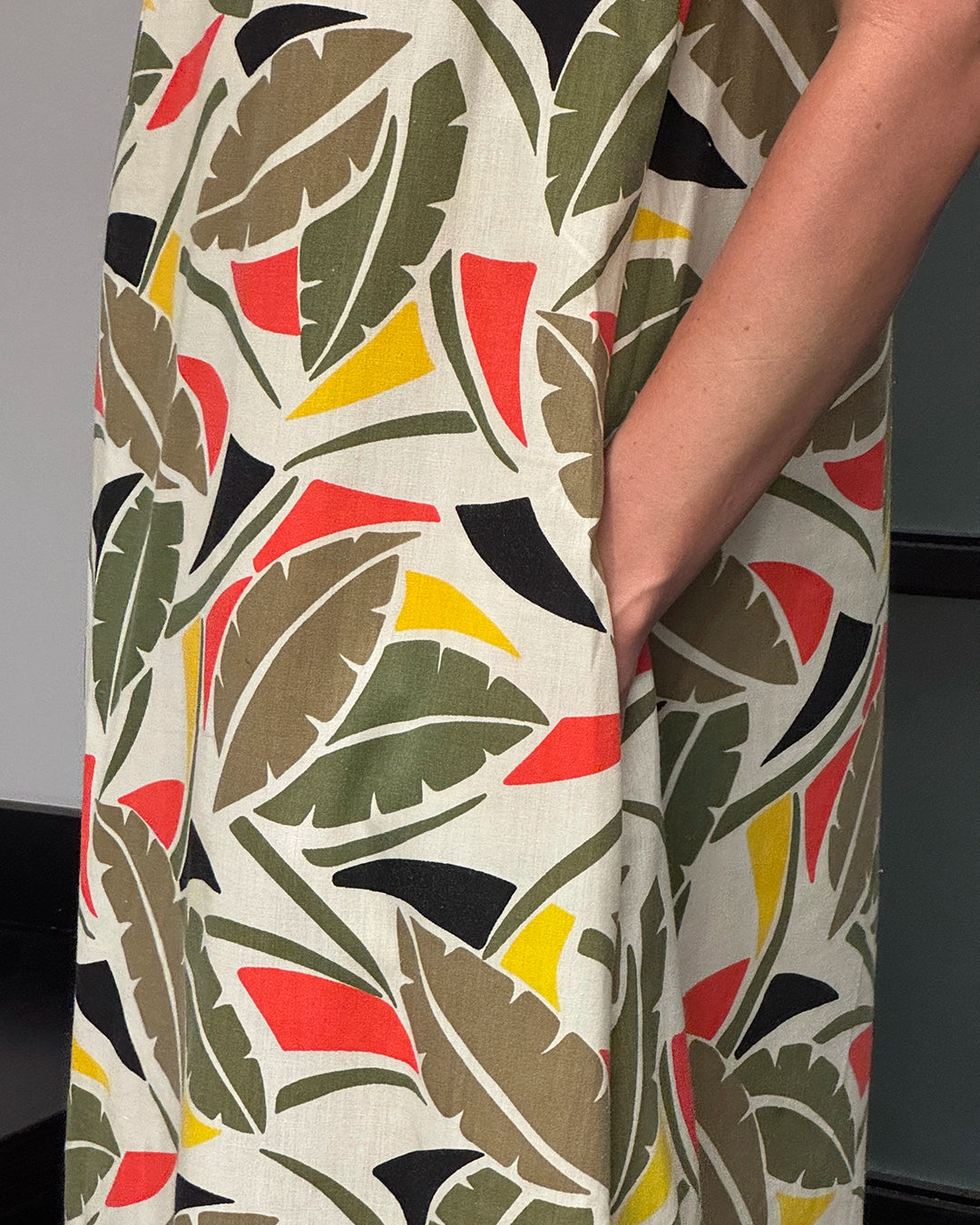Vintage Graphic Print Cotton Tent Dress (Belted)