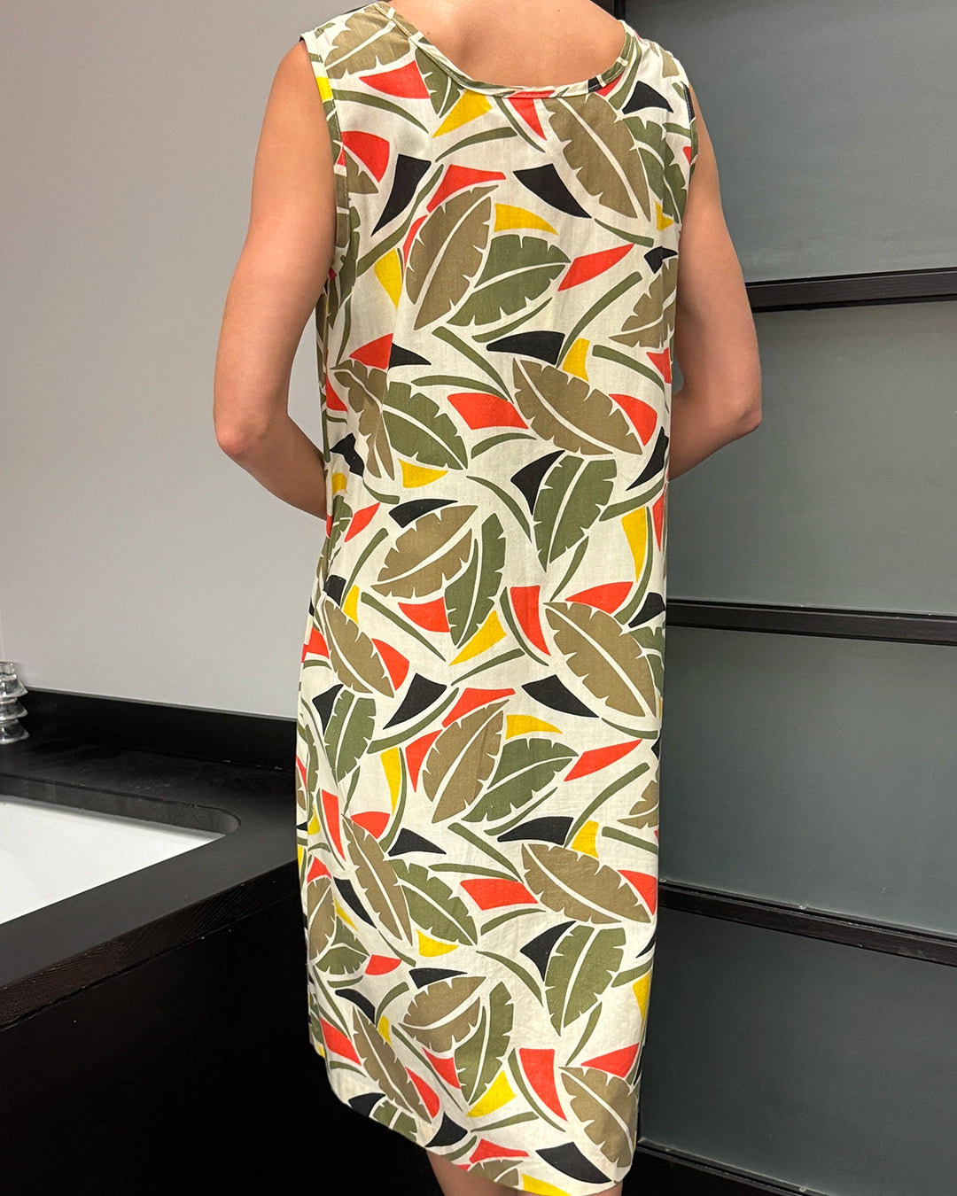 Vintage Graphic Print Cotton Tent Dress (Belted)