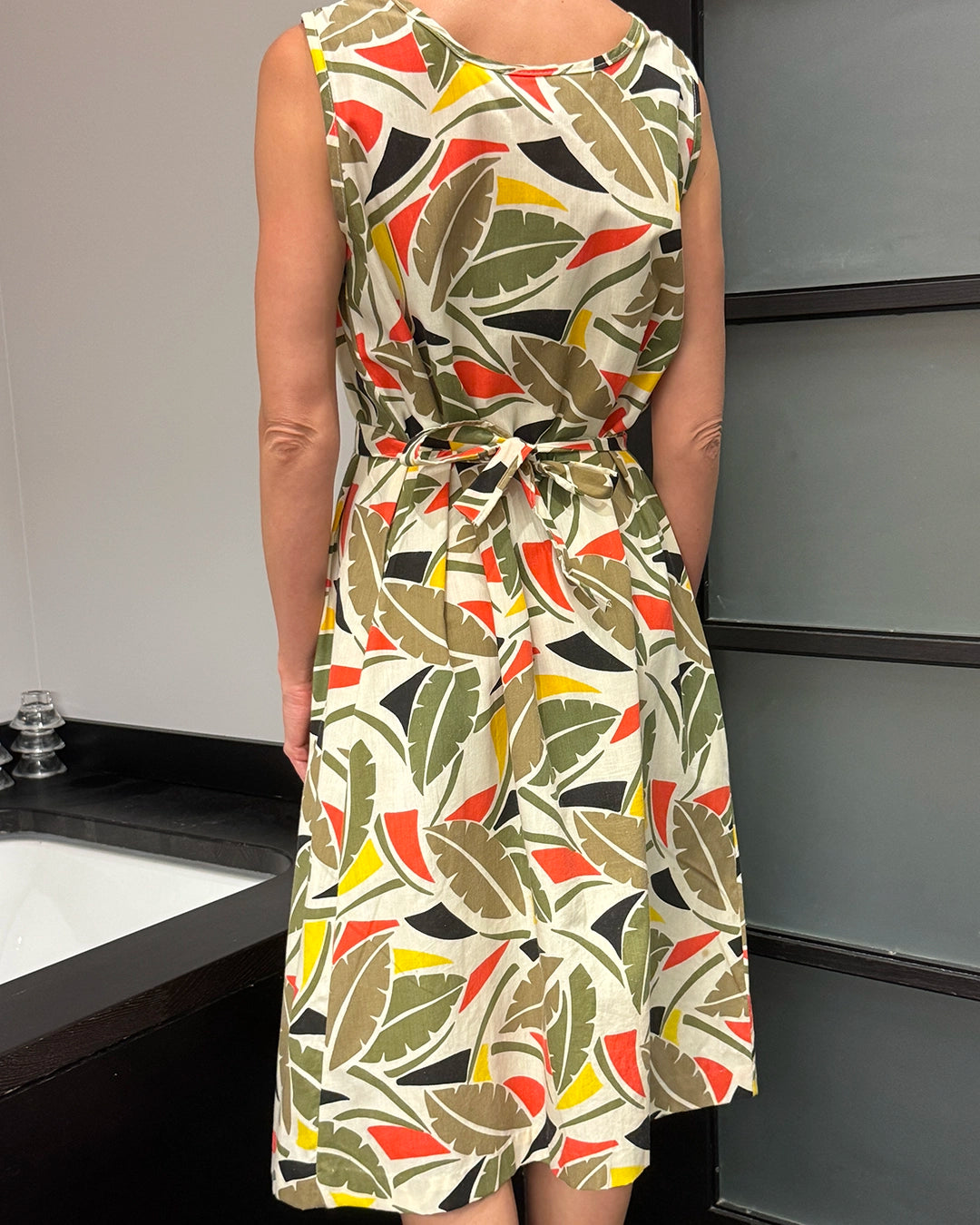 Vintage Graphic Print Cotton Tent Dress (Belted)