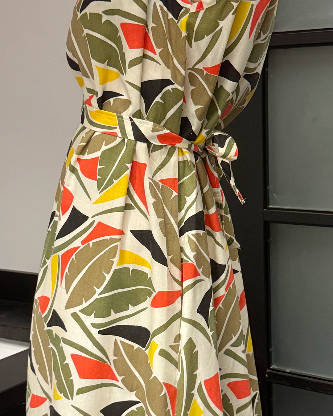 Vintage Graphic Print Cotton Tent Dress (Belted)