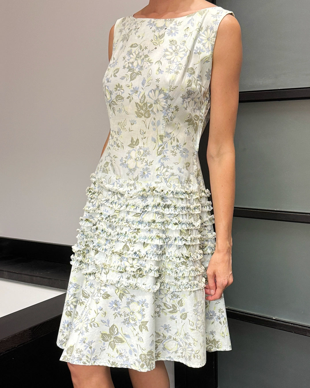 Vintage 1950s Cotton Floral Fit and Flare Dress