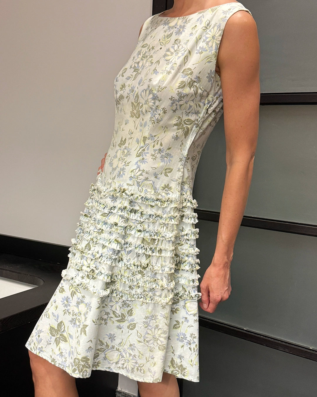 Vintage 1950s Cotton Floral Fit and Flare Dress