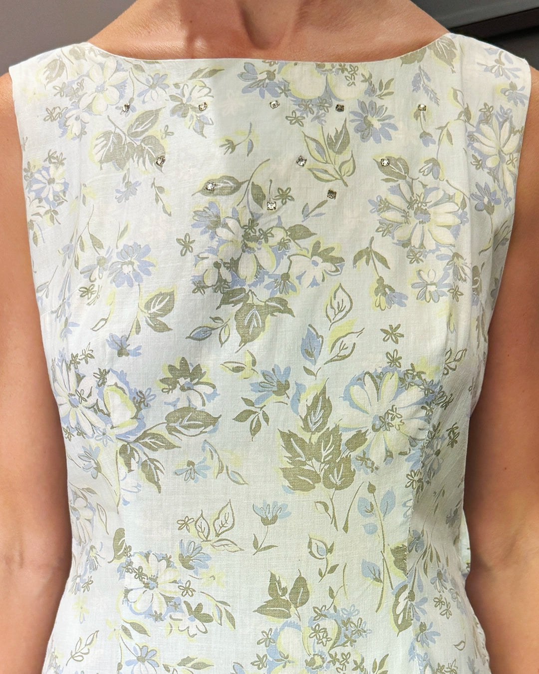 Vintage 1950s Cotton Floral Fit and Flare Dress