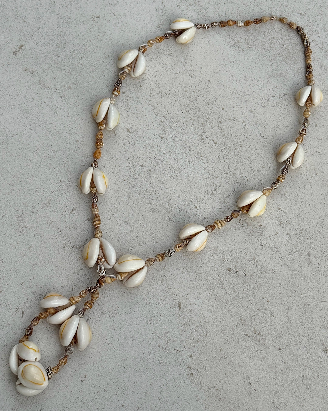 Vintage Cowrie Seashell Necklace with Loop Pendant