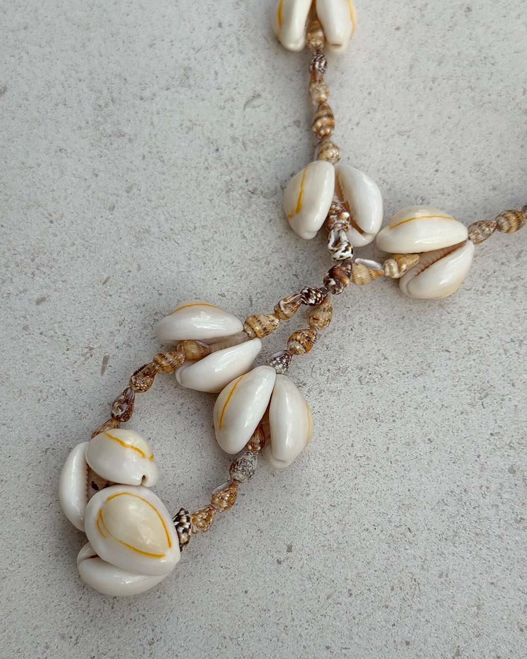 Vintage Cowrie Seashell Necklace with Loop Pendant