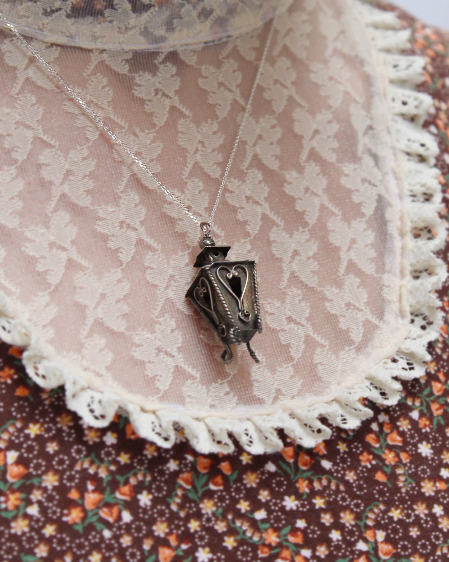 1940s Artisanal Mexican Silver Birdcage Parue