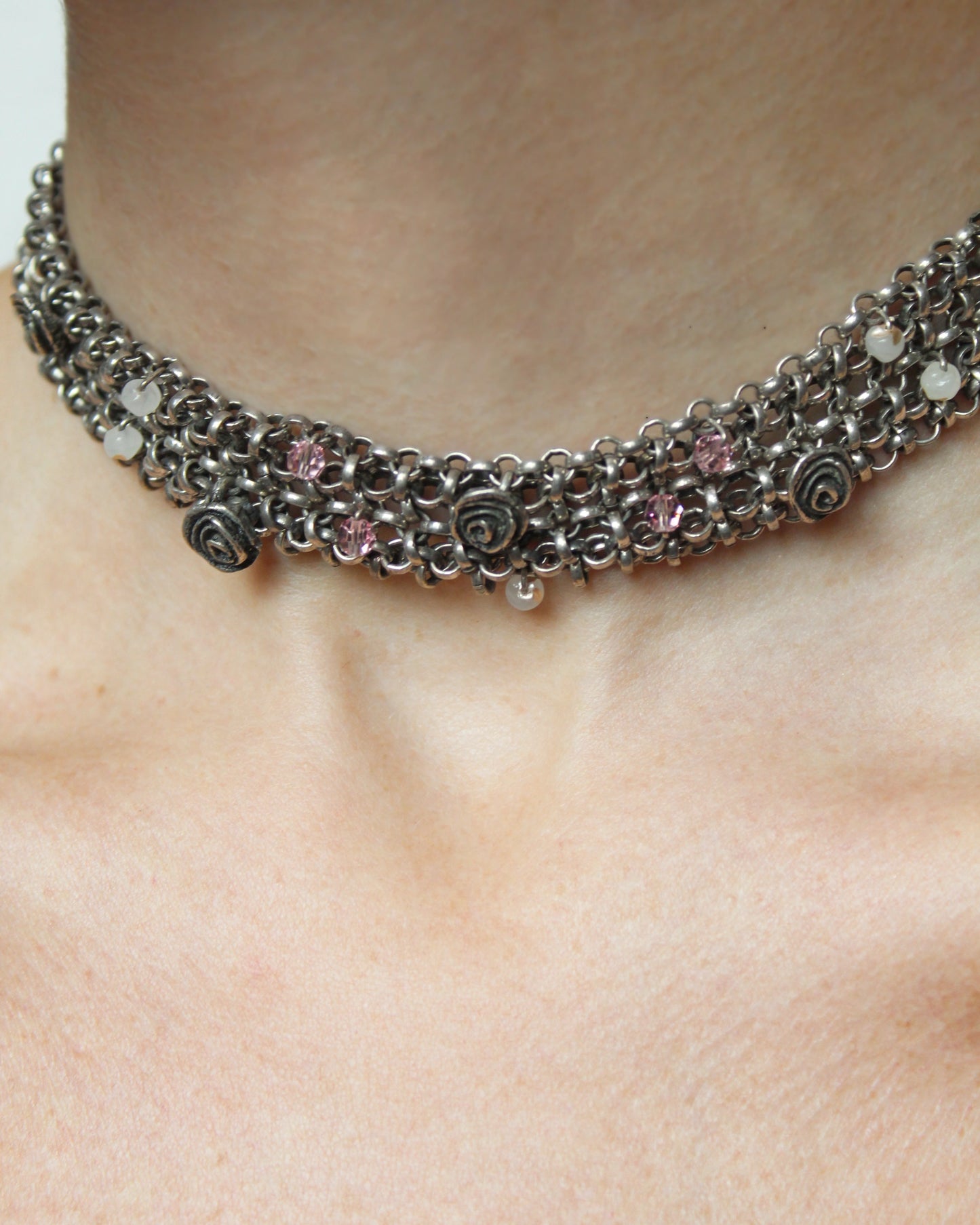 Vintage Silver Mesh Choker