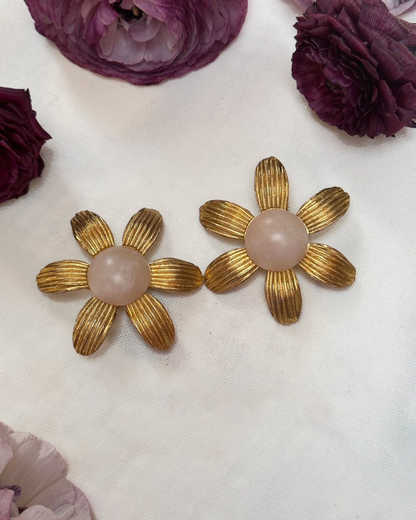 Vintage Oversized Stud Flower Earrings
