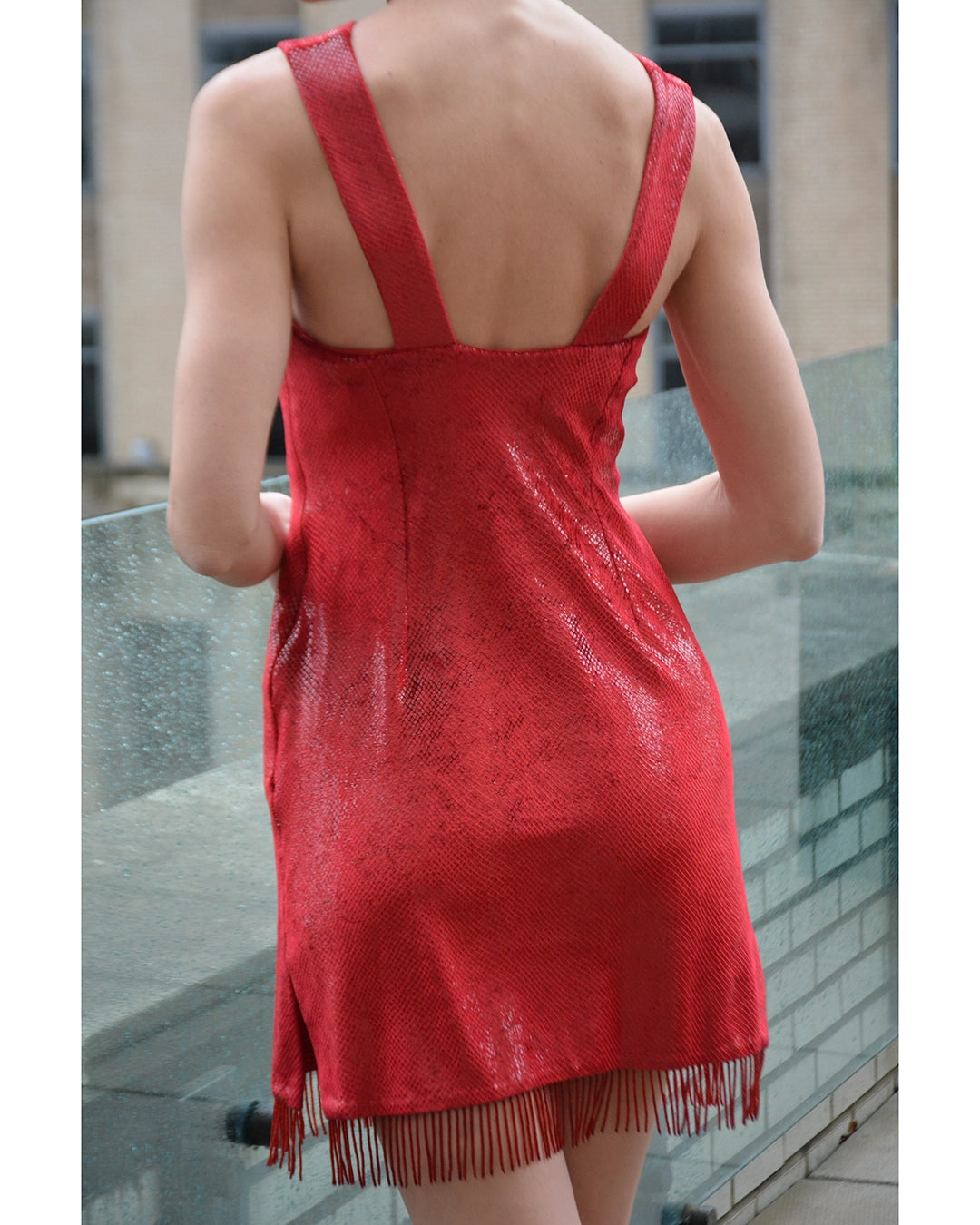 Italian Vintage Y2K Snake Effect Bodycon Dress with Cutout Neckline