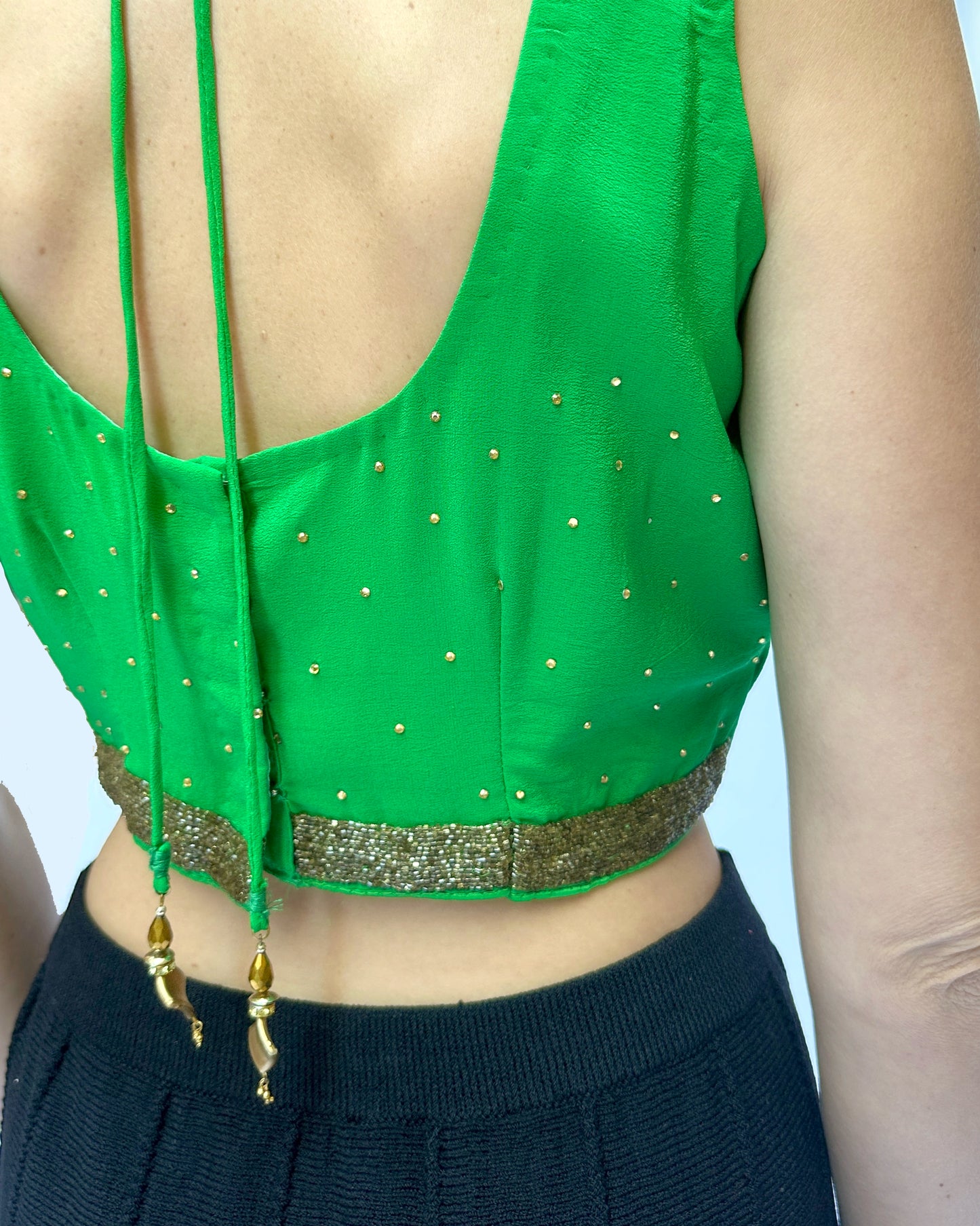 Vintage Embellished Silk Indian Choli Top