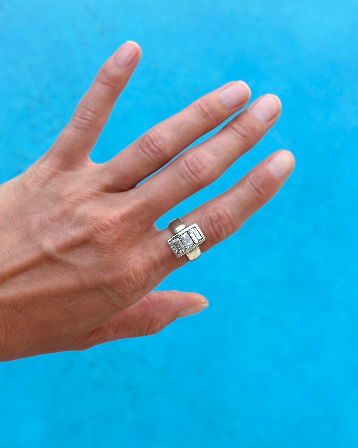 Vintage Bezel-Set Emerald-Cut Ring