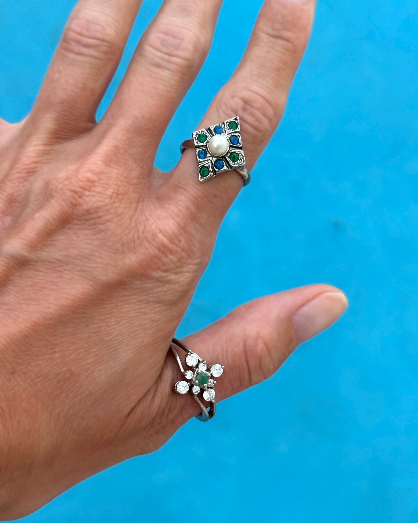 Vintage Gemstone Cluster Thumb Ring
