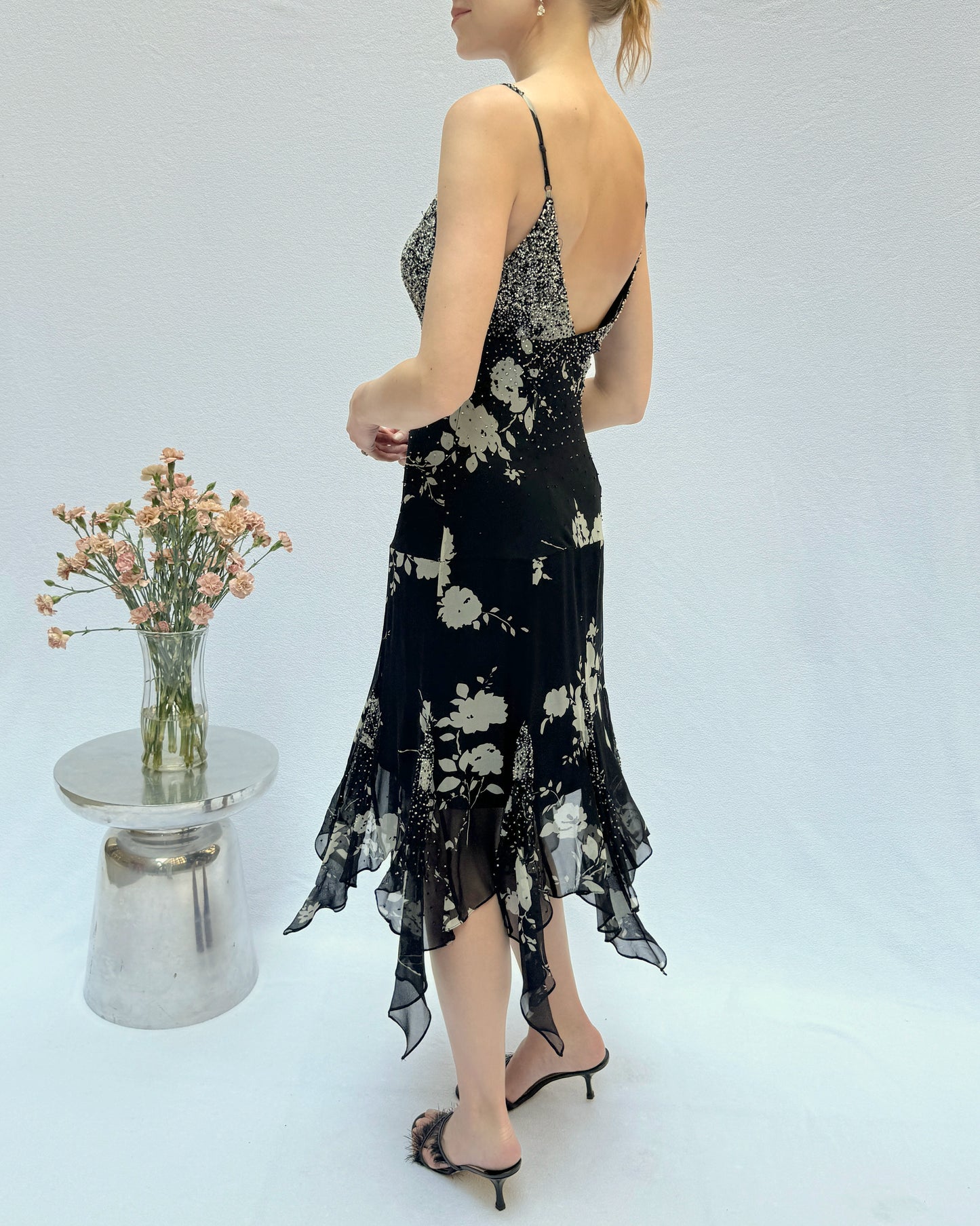 Sue Wong Vintage Y2K Beaded Silk Chiffon Dress
