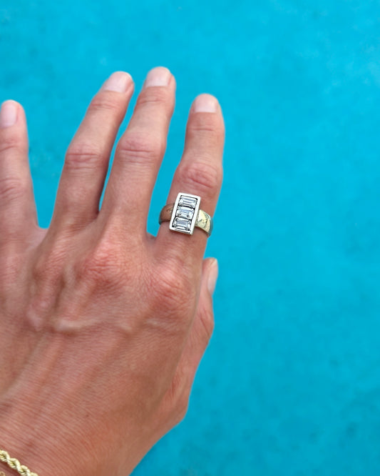 Vintage Bezel-Set Emerald-Cut Ring