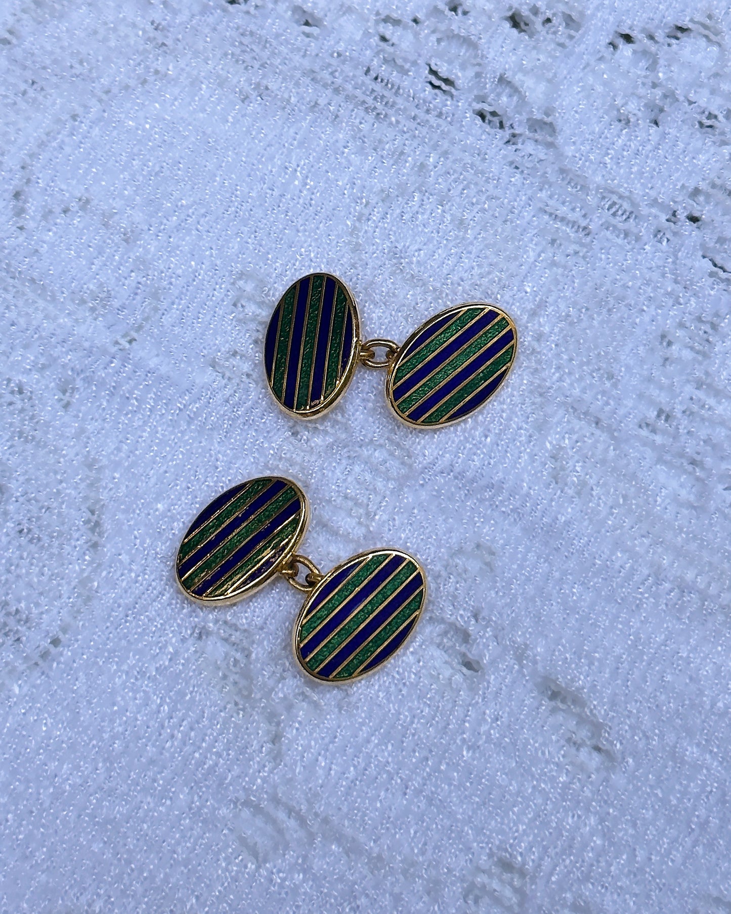 Vintage Striped Enamel Cufflinks