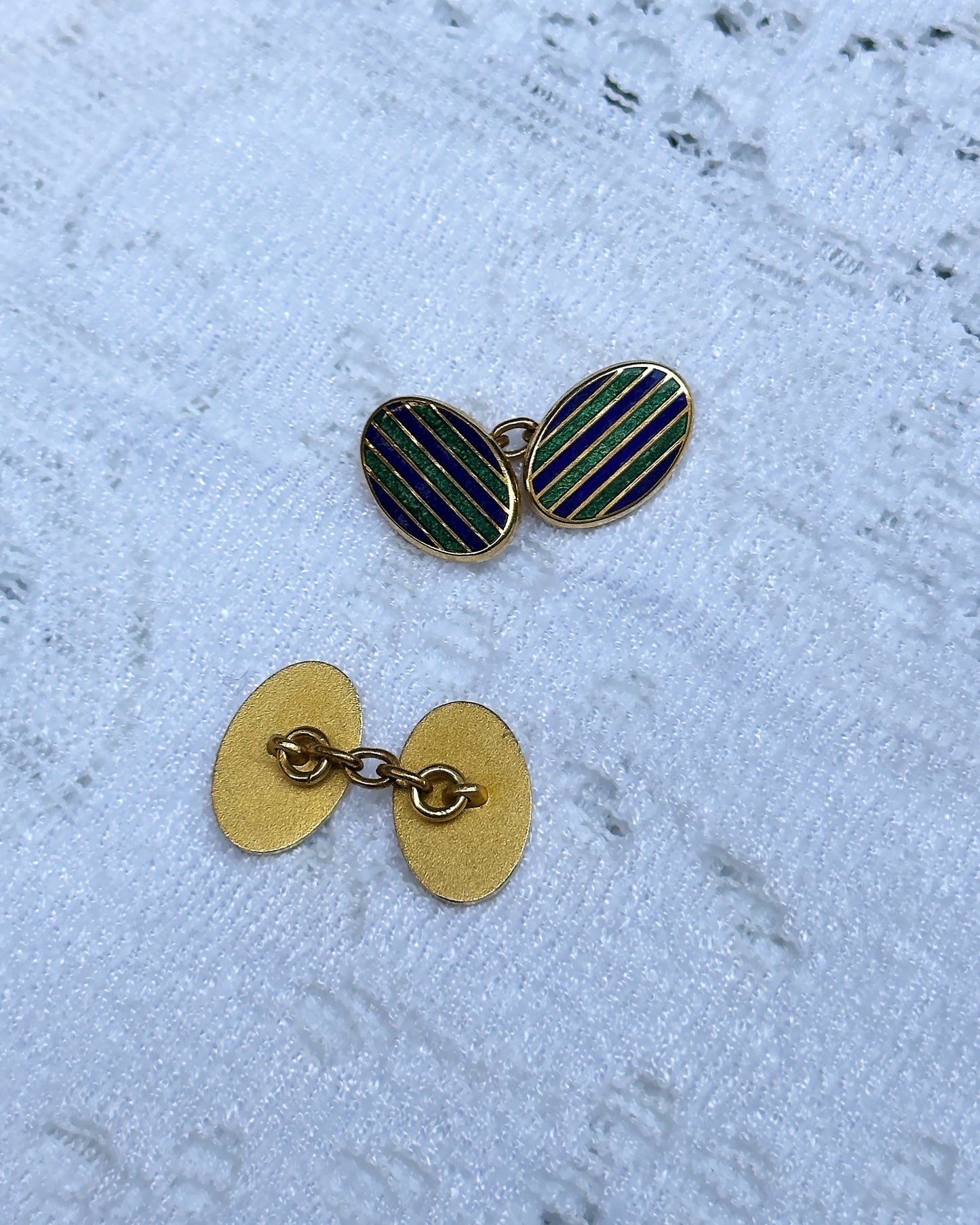 Vintage Striped Enamel Cufflinks