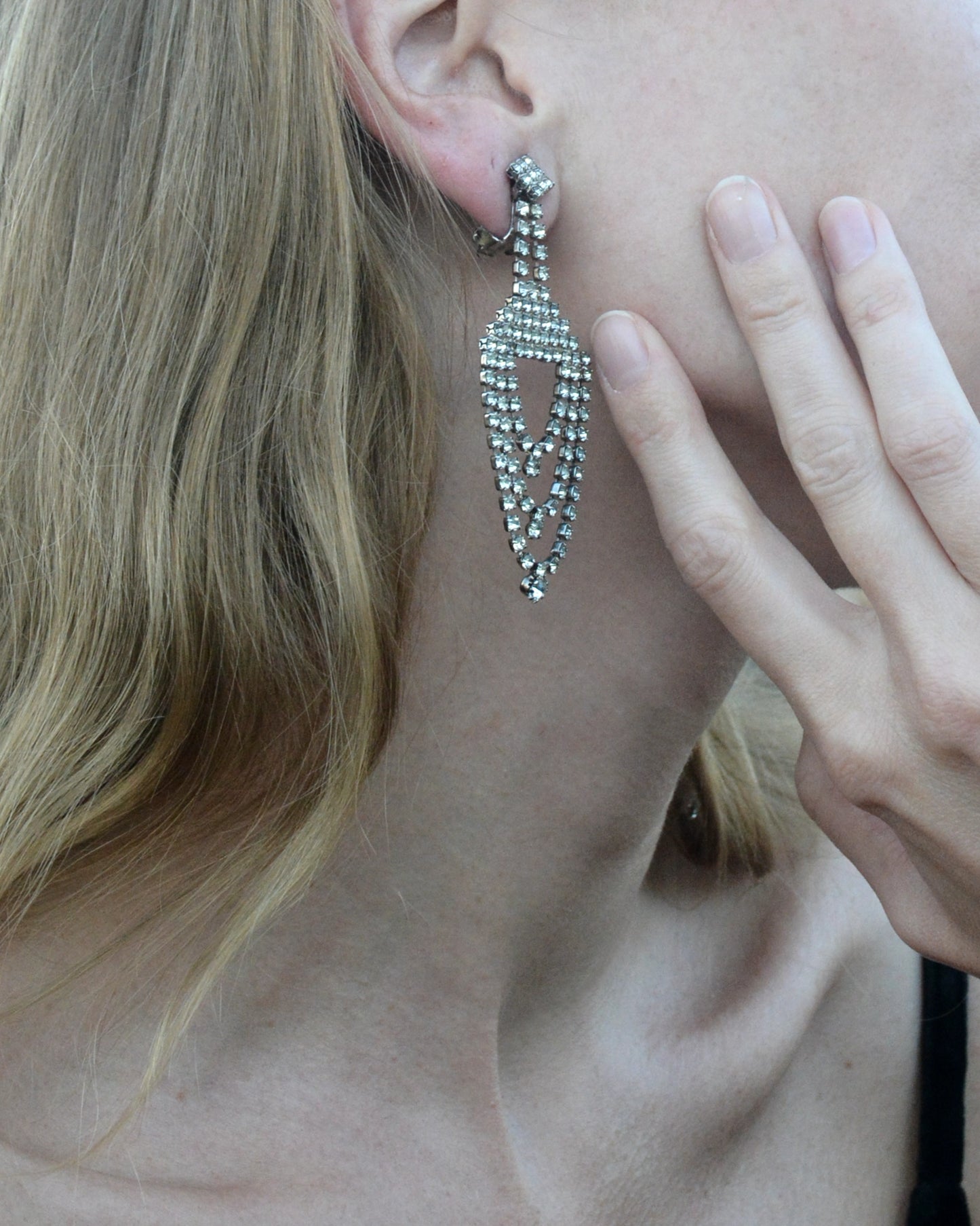 Vintage 1950s Draped Diamanté Chandelier Earrings