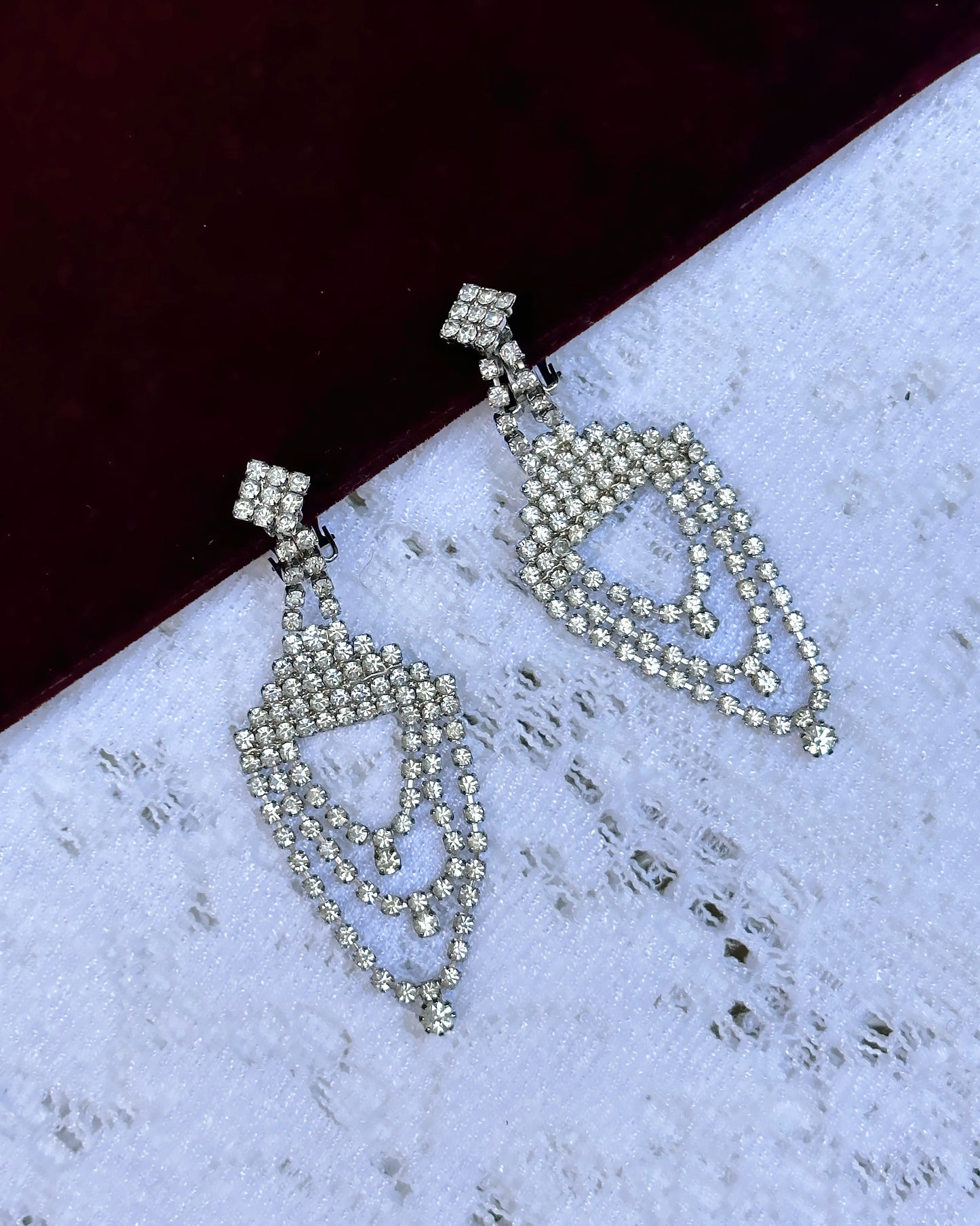 Vintage 1950s Draped Diamanté Chandelier Earrings