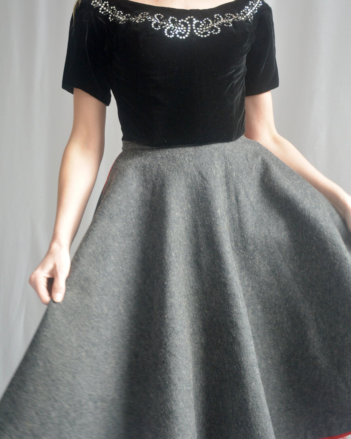 1950s Designer Vintage Wool Felt Circle Skirt