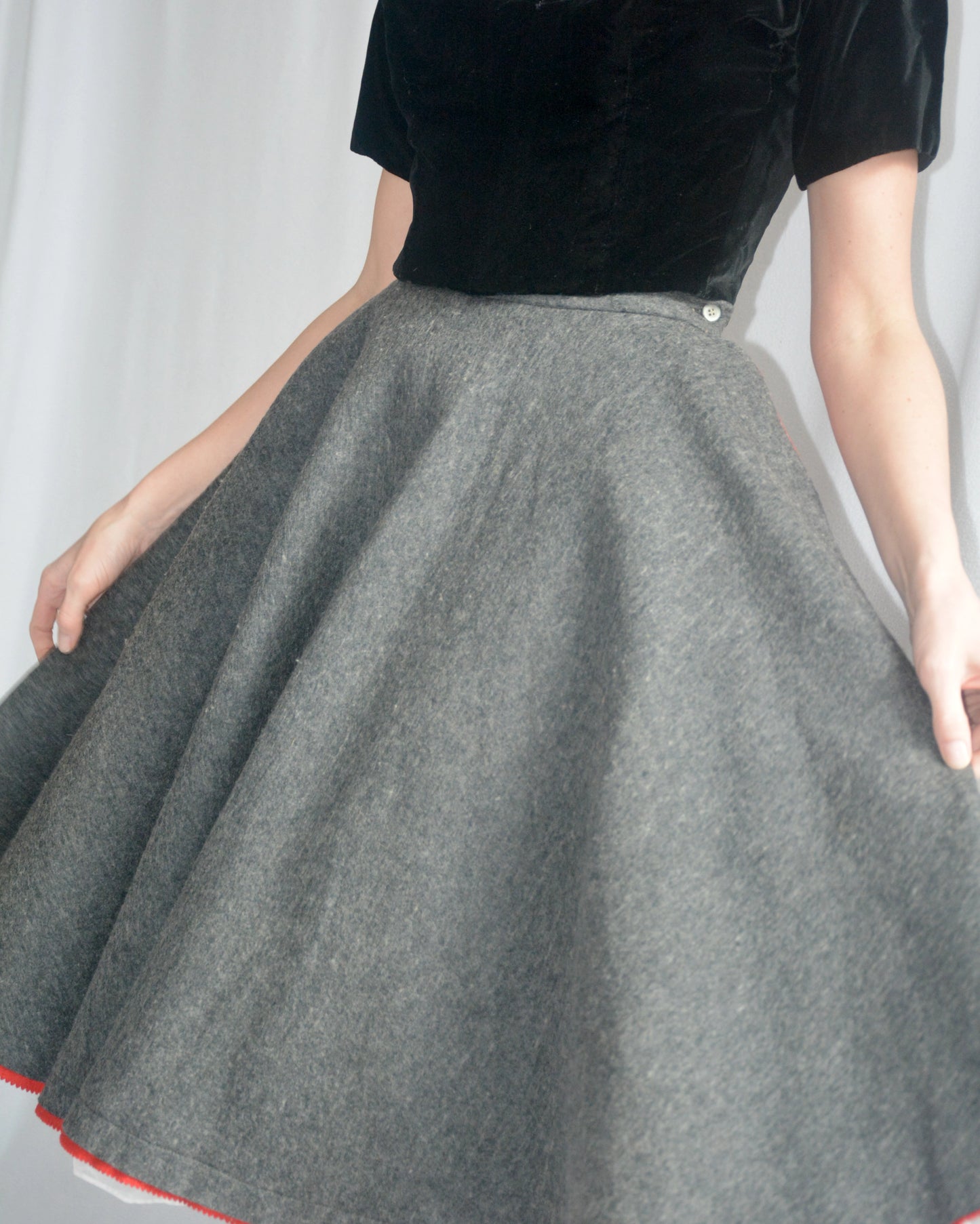 1950s Designer Vintage Wool Felt Circle Skirt