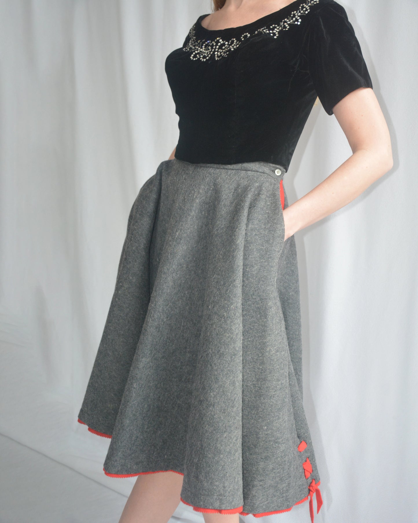 1950s Designer Vintage Wool Felt Circle Skirt