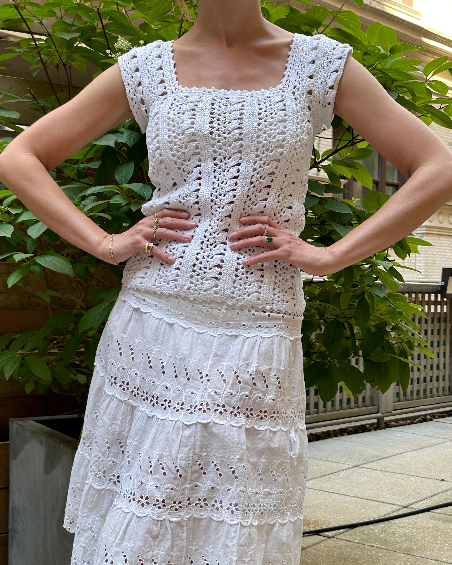 Vintage 1960s Ivory Hand-Crochet Top