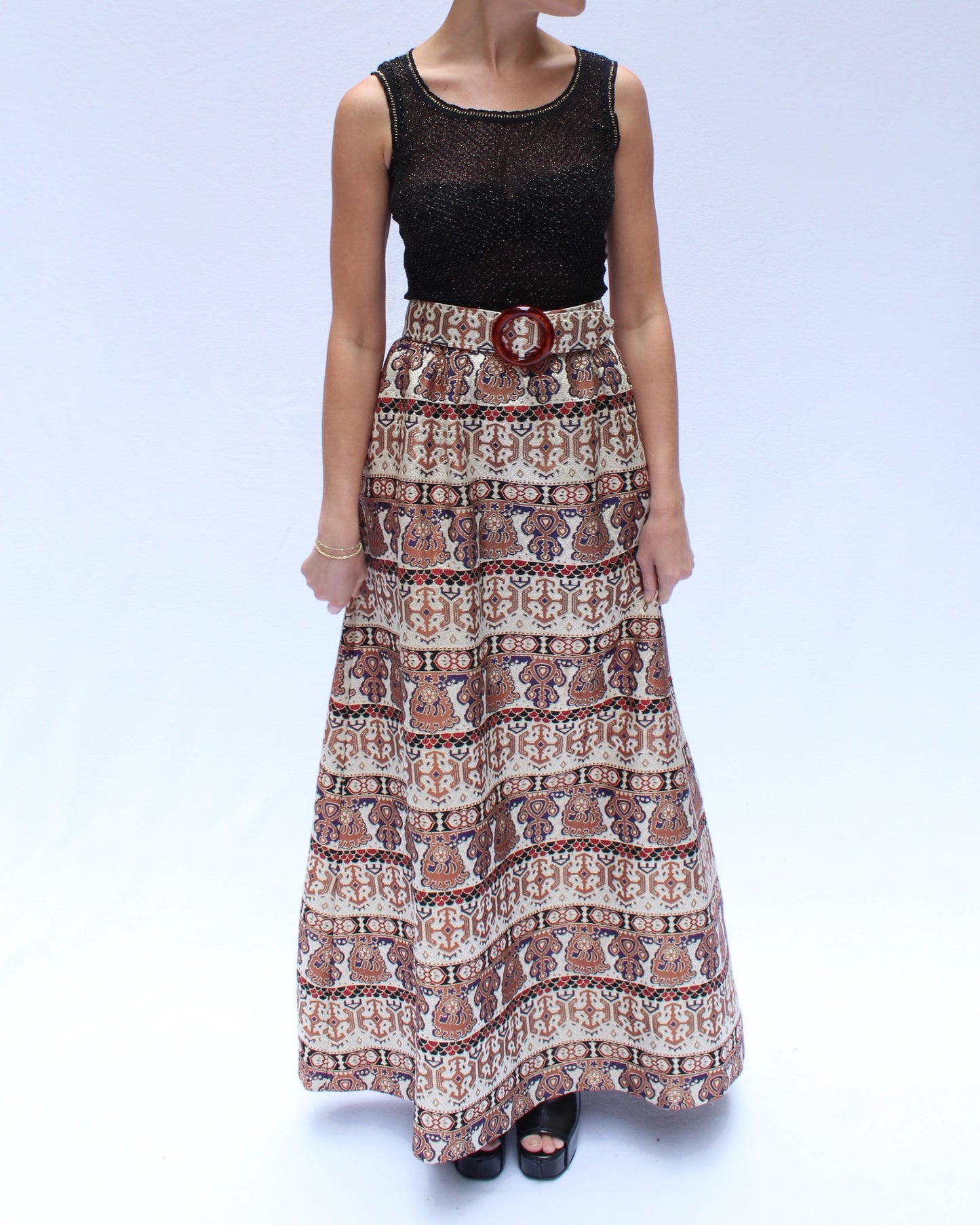 1960s Metallic Brocade Maxiskirt