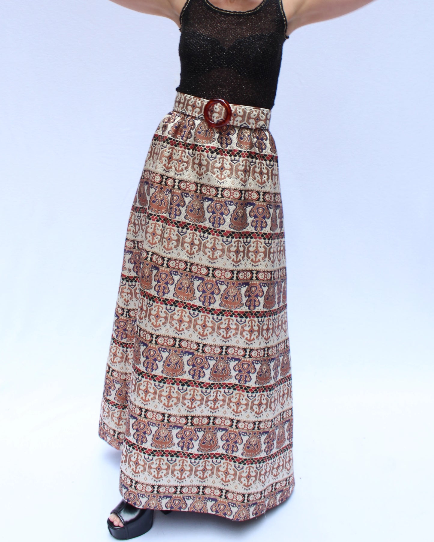 1960s Metallic Brocade Maxiskirt