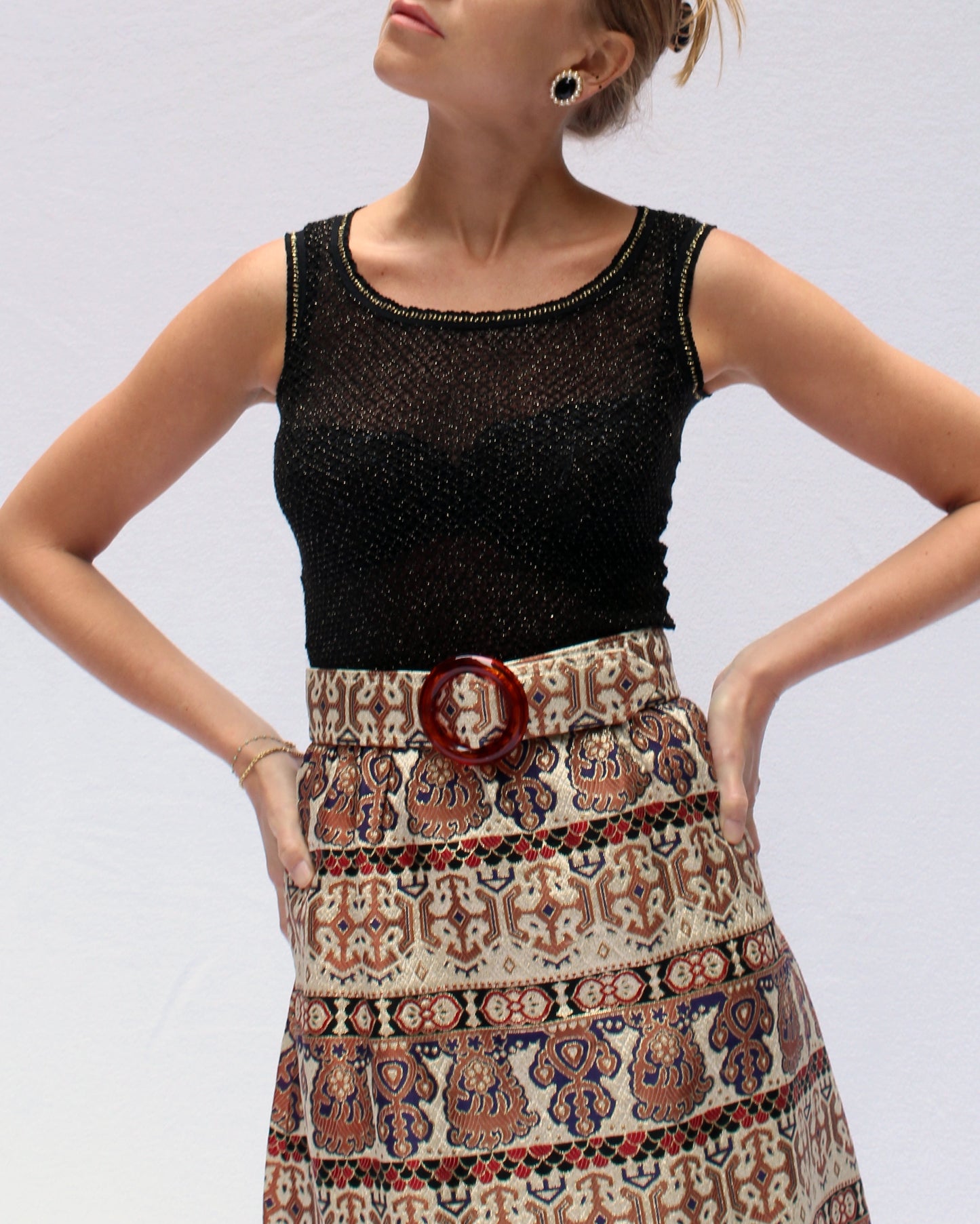 1960s Metallic Brocade Maxiskirt