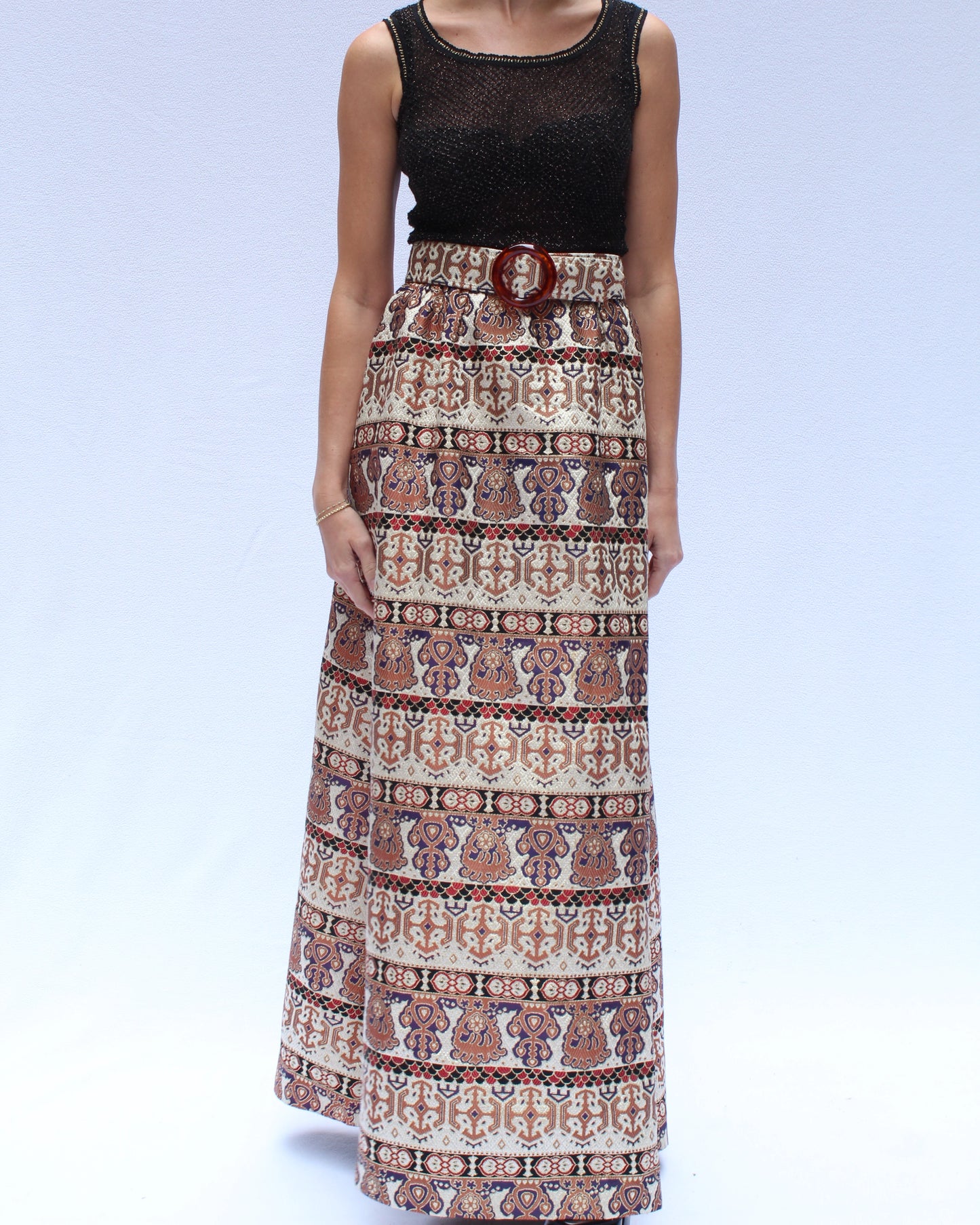 1960s Metallic Brocade Maxiskirt