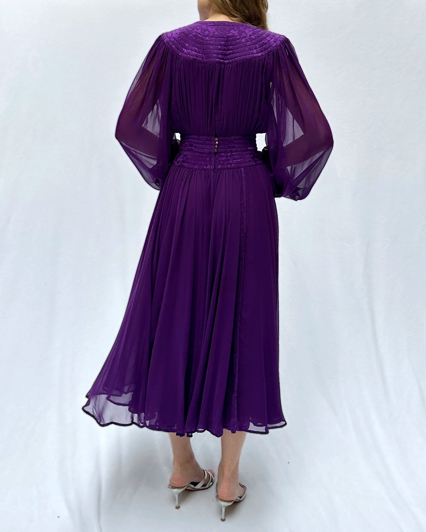 1980s Wayne Clark Long Sleeve Cocktail Dress