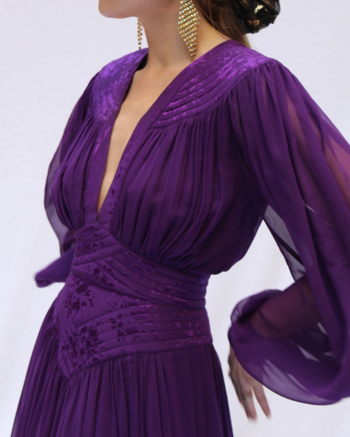 1980s Wayne Clark Long Sleeve Cocktail Dress