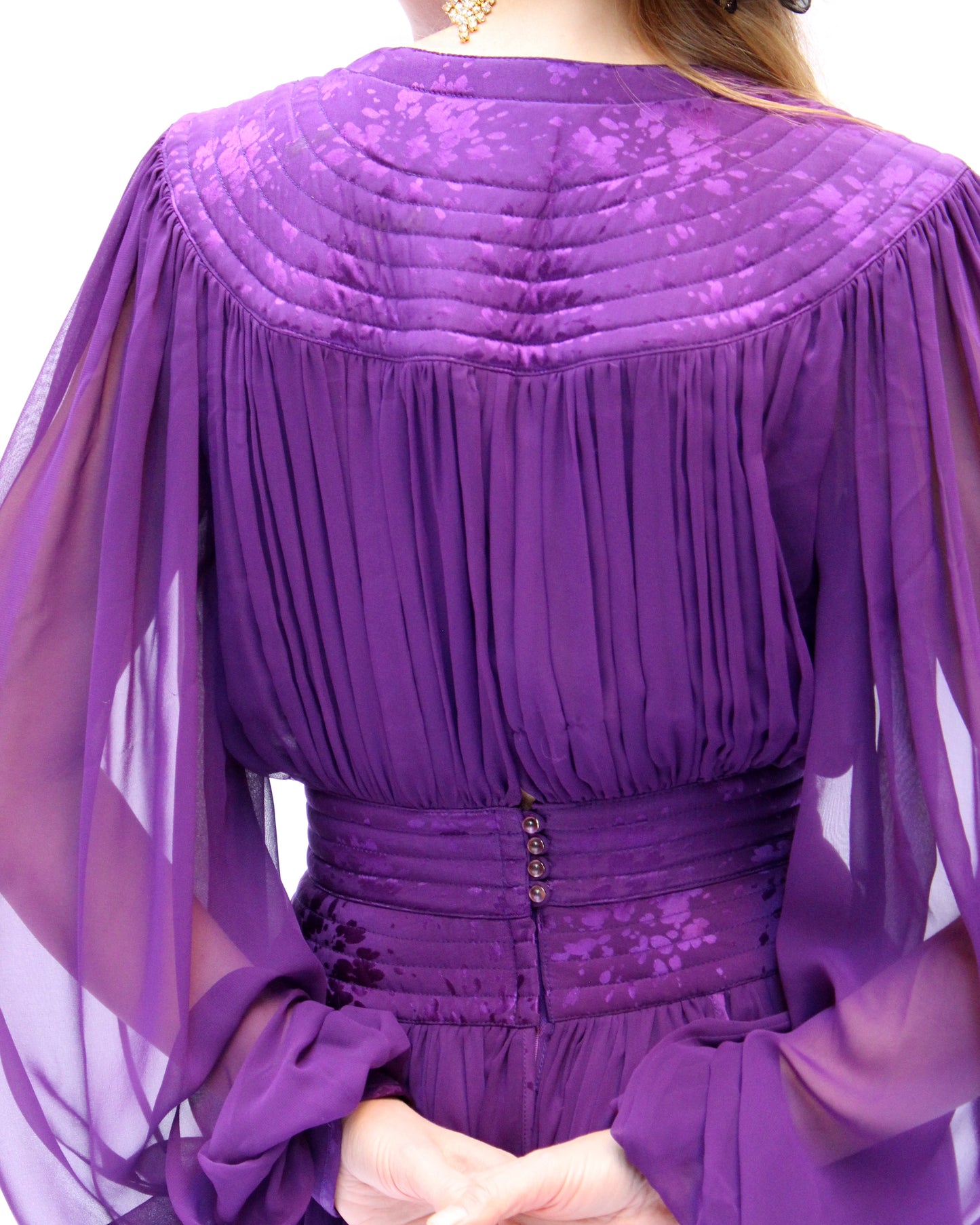 1980s Wayne Clark Long Sleeve Cocktail Dress