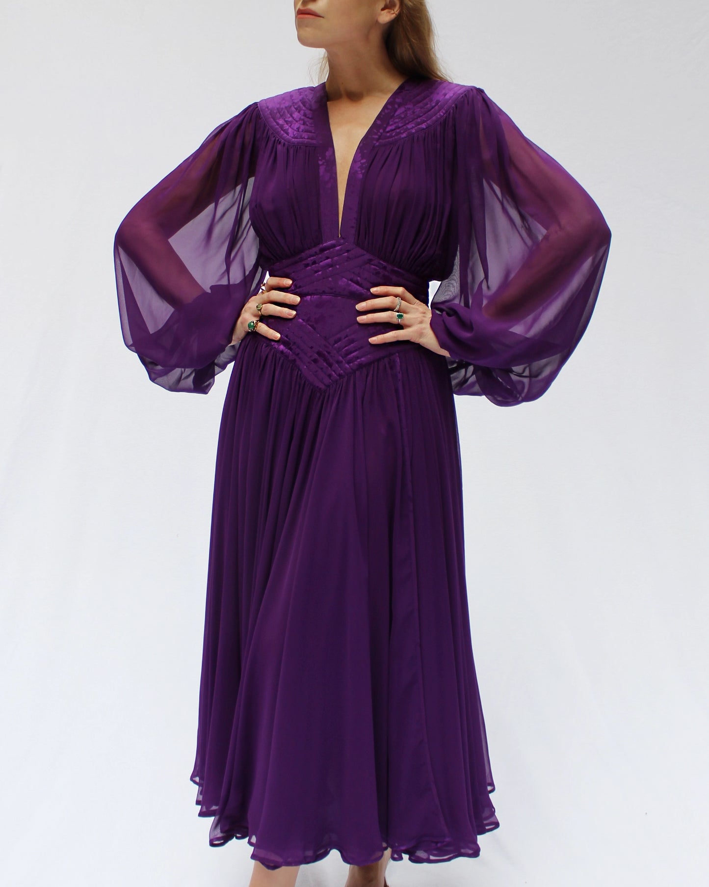 1980s Wayne Clark Long Sleeve Cocktail Dress