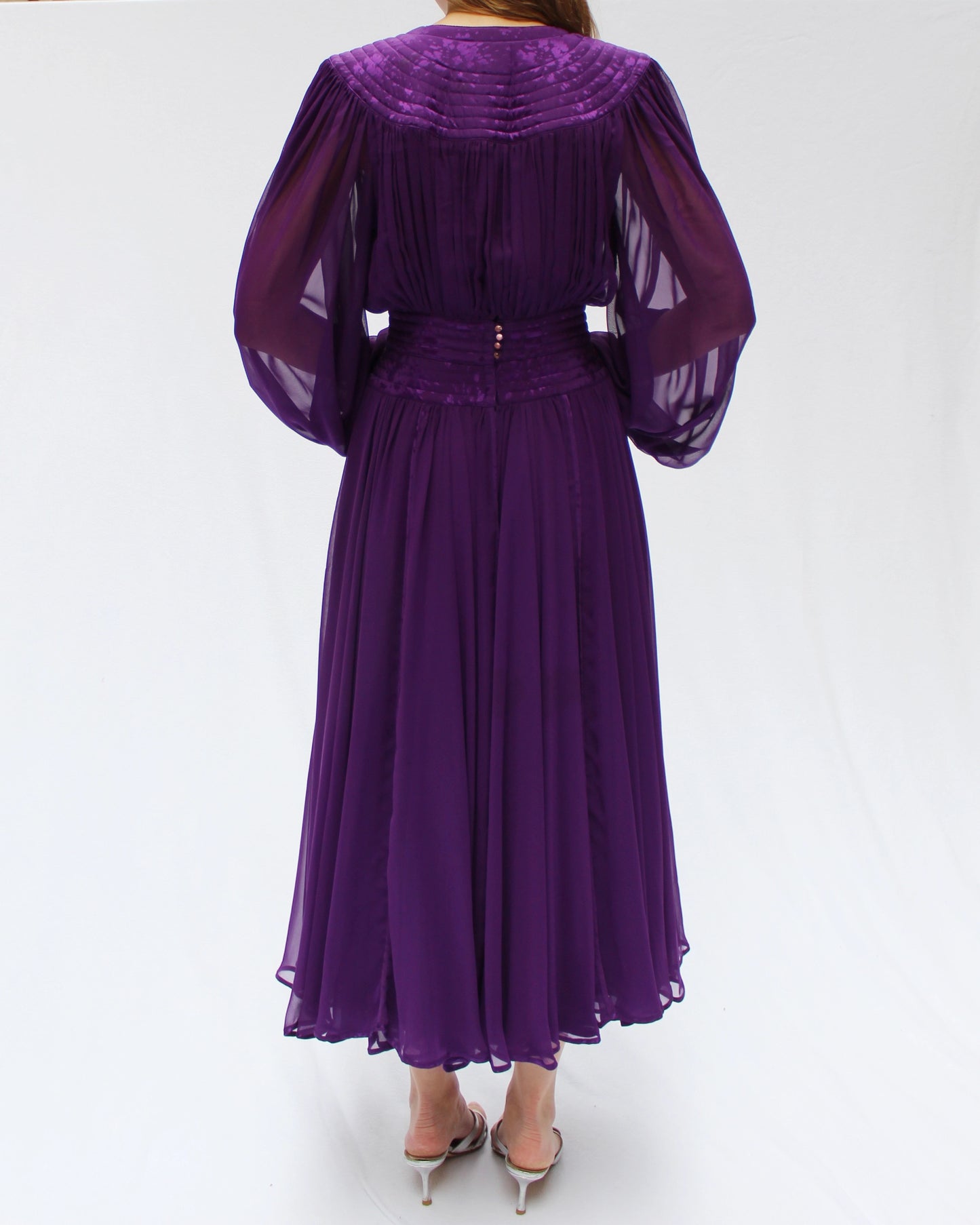 1980s Wayne Clark Long Sleeve Cocktail Dress