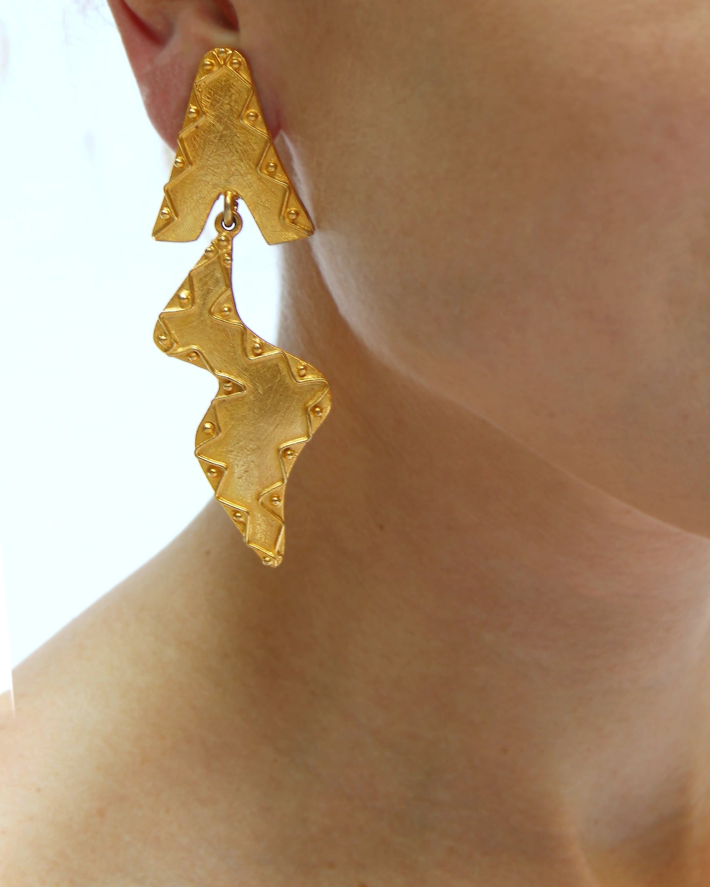 Vintage Gold Etruscan Statement Earrings