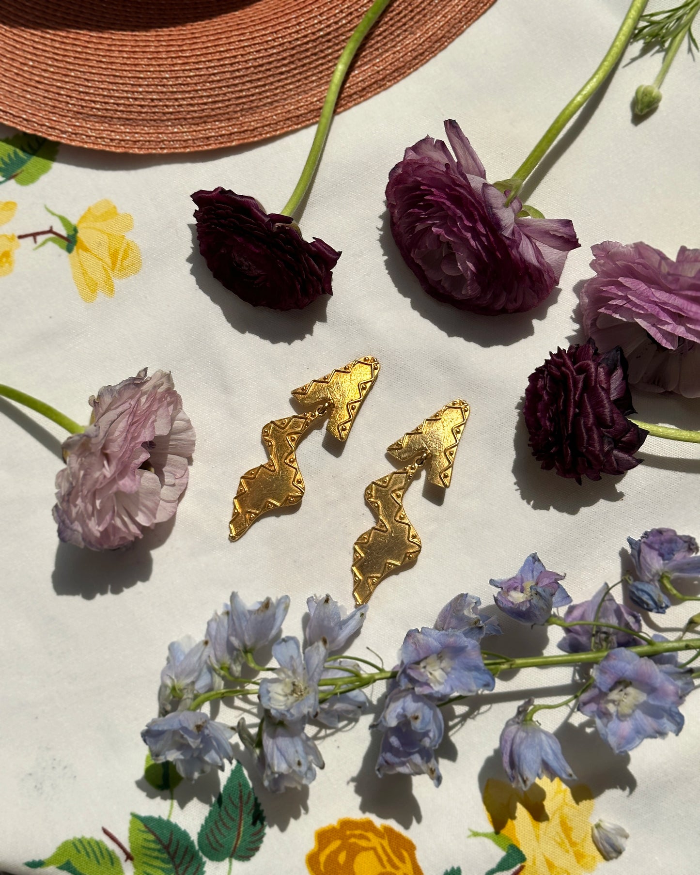 Vintage Gold Etruscan Statement Earrings