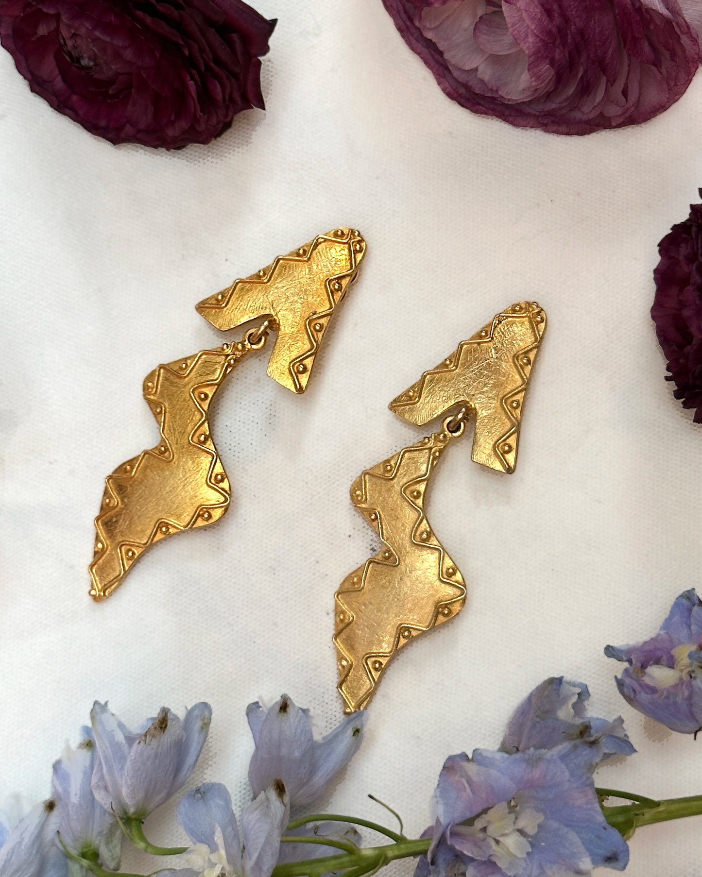 Vintage Gold Etruscan Statement Earrings