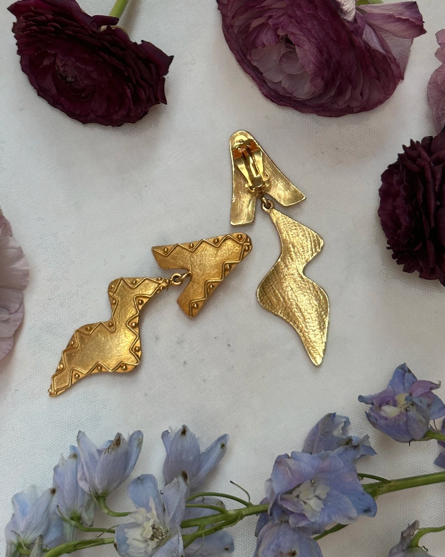 Vintage Gold Etruscan Statement Earrings