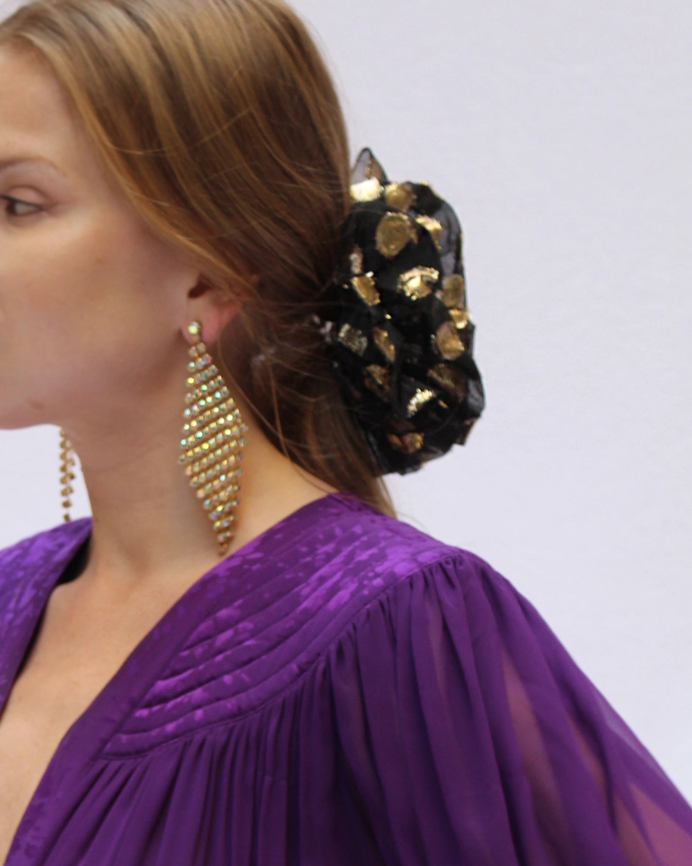 Vintage 1980s Lamé Ruffle Barrete