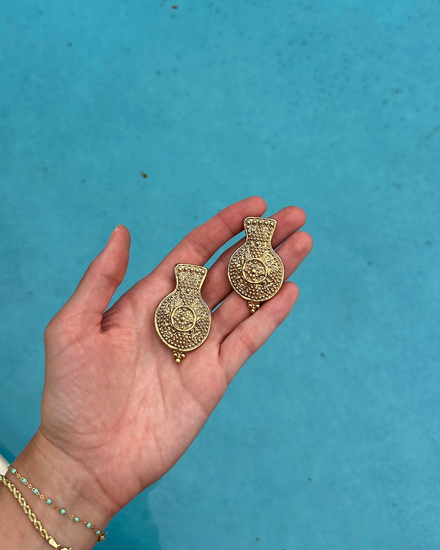 Vintage Agatha Paris Oversized Gold Stud Earrings