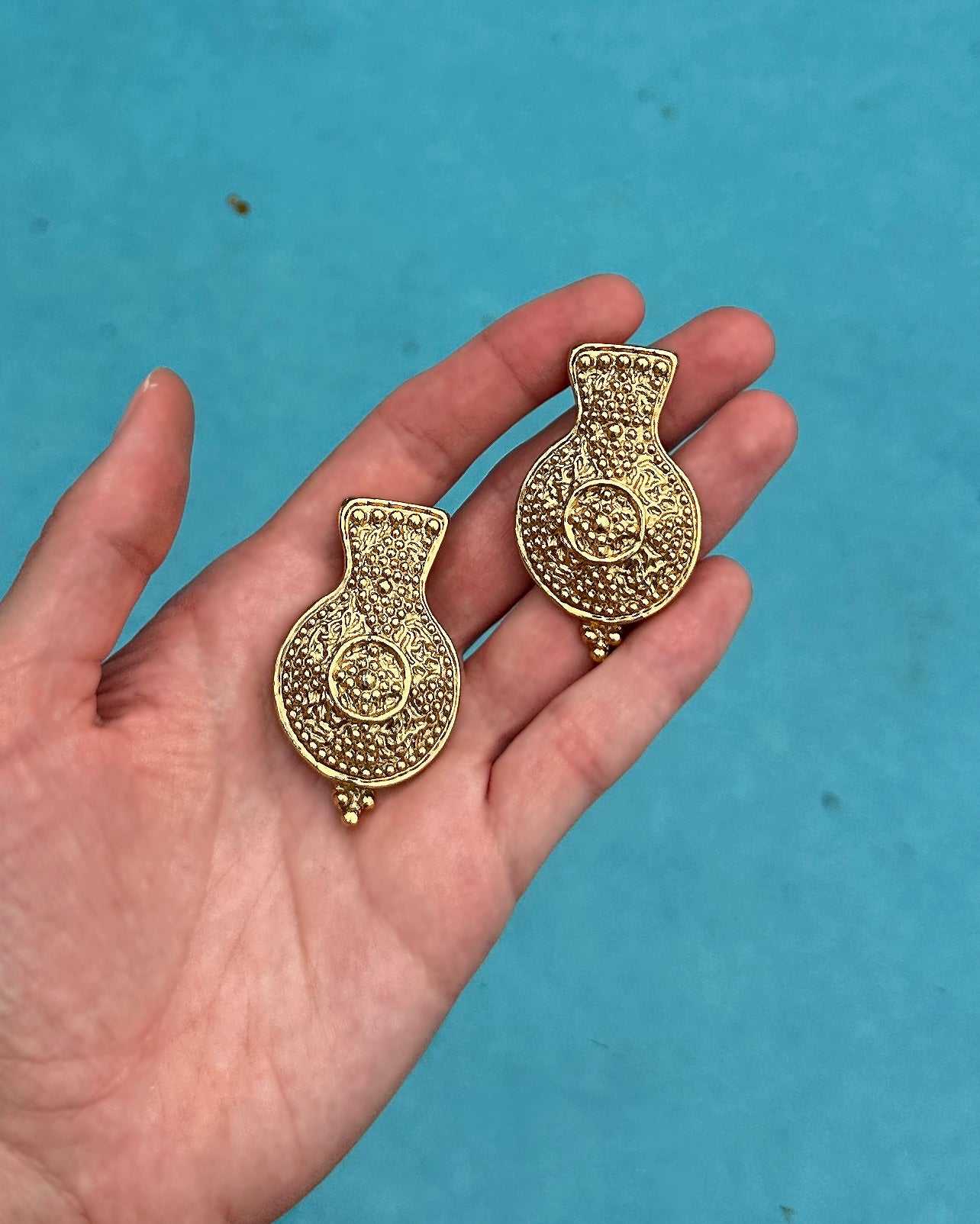 Vintage Agatha Paris Oversized Gold Stud Earrings