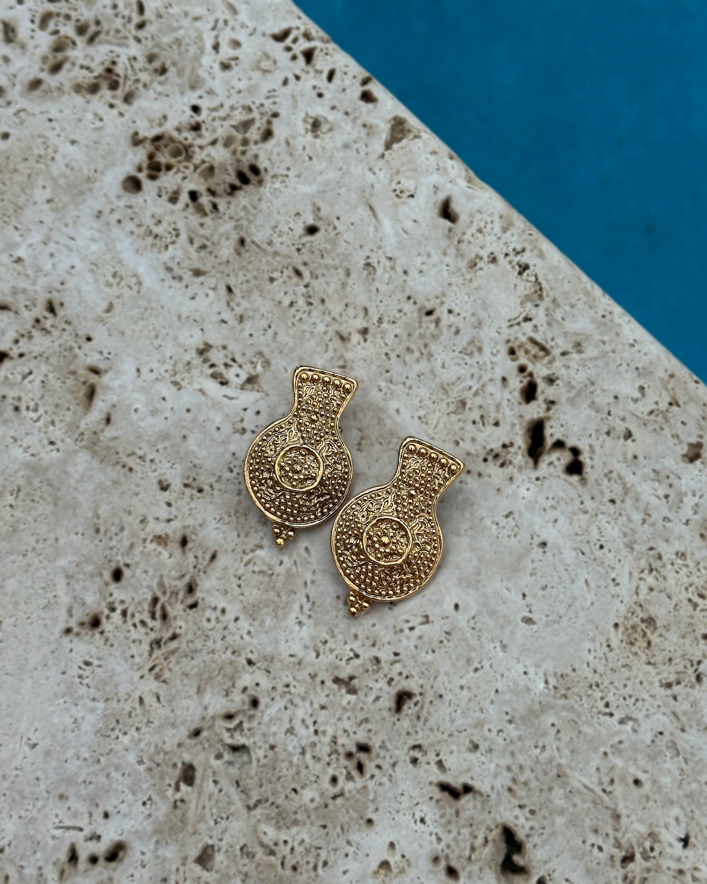 Vintage Agatha Paris Oversized Gold Stud Earrings