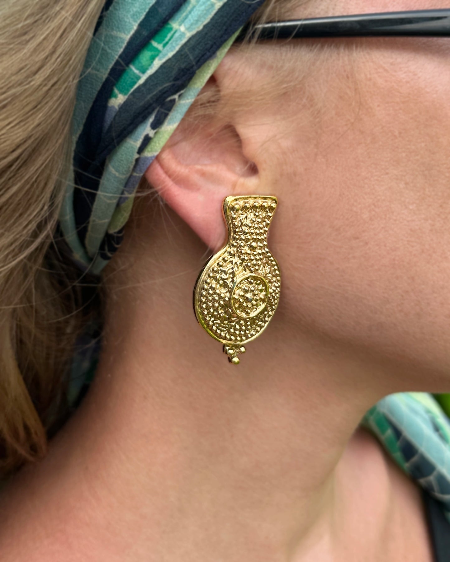 Vintage Agatha Paris Oversized Gold Stud Earrings