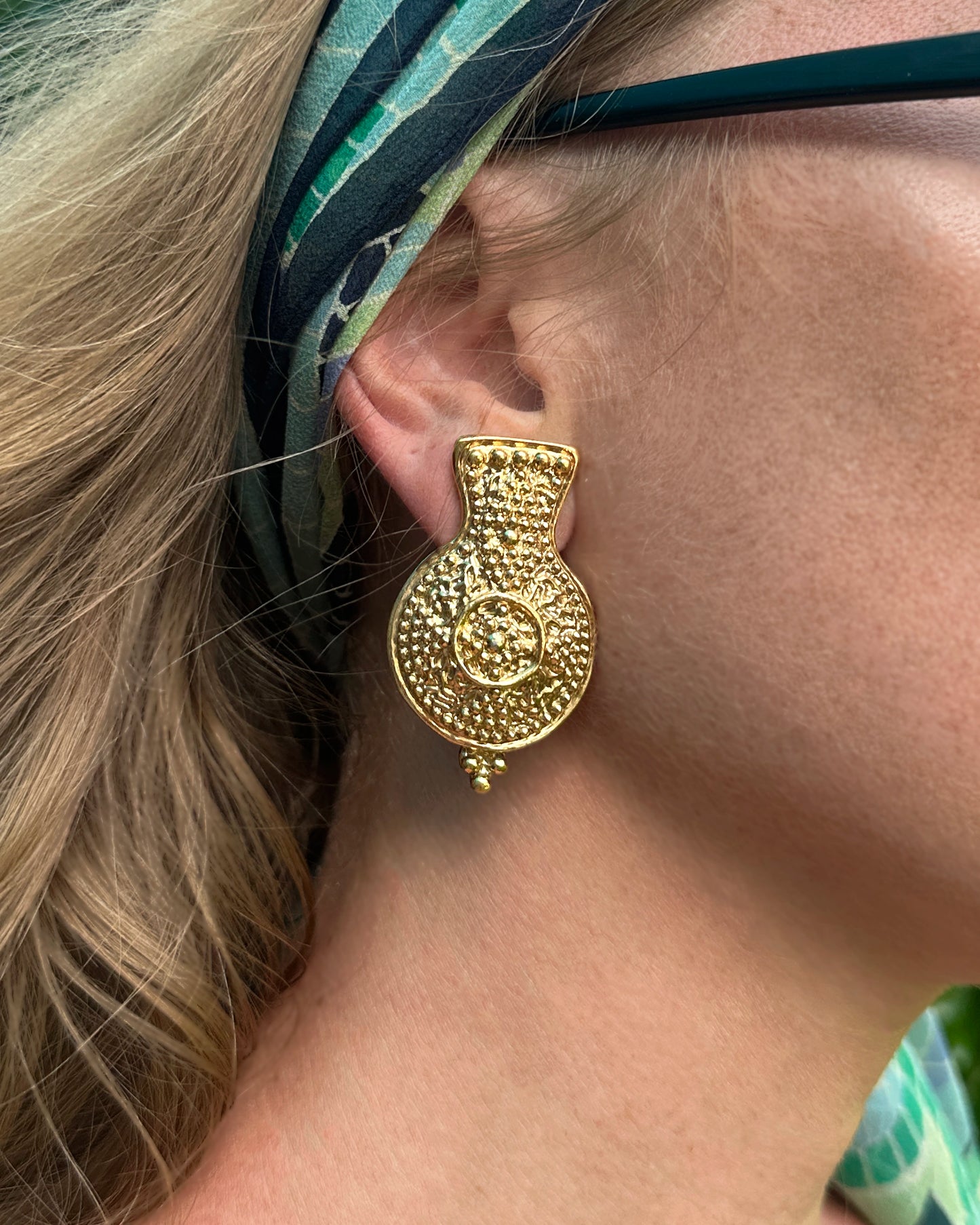 Vintage Agatha Paris Oversized Gold Stud Earrings