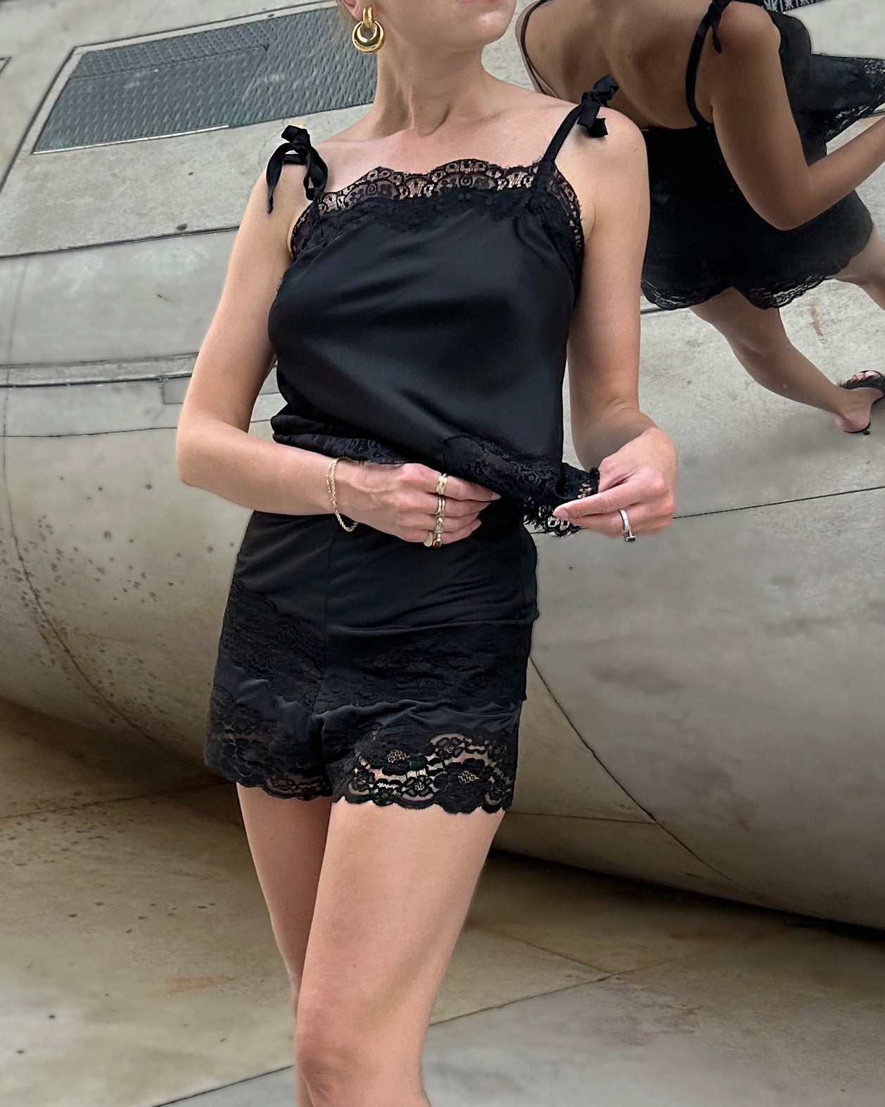 Vintage Italian Black Lace Camisole