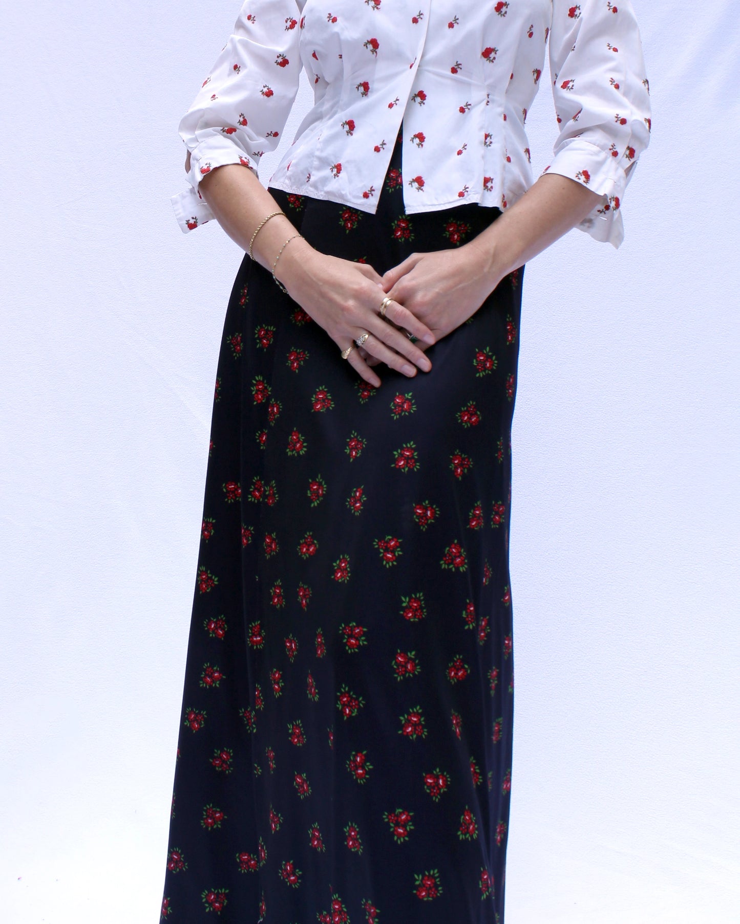 Vintage 1970s Rose Print Maxiskirt