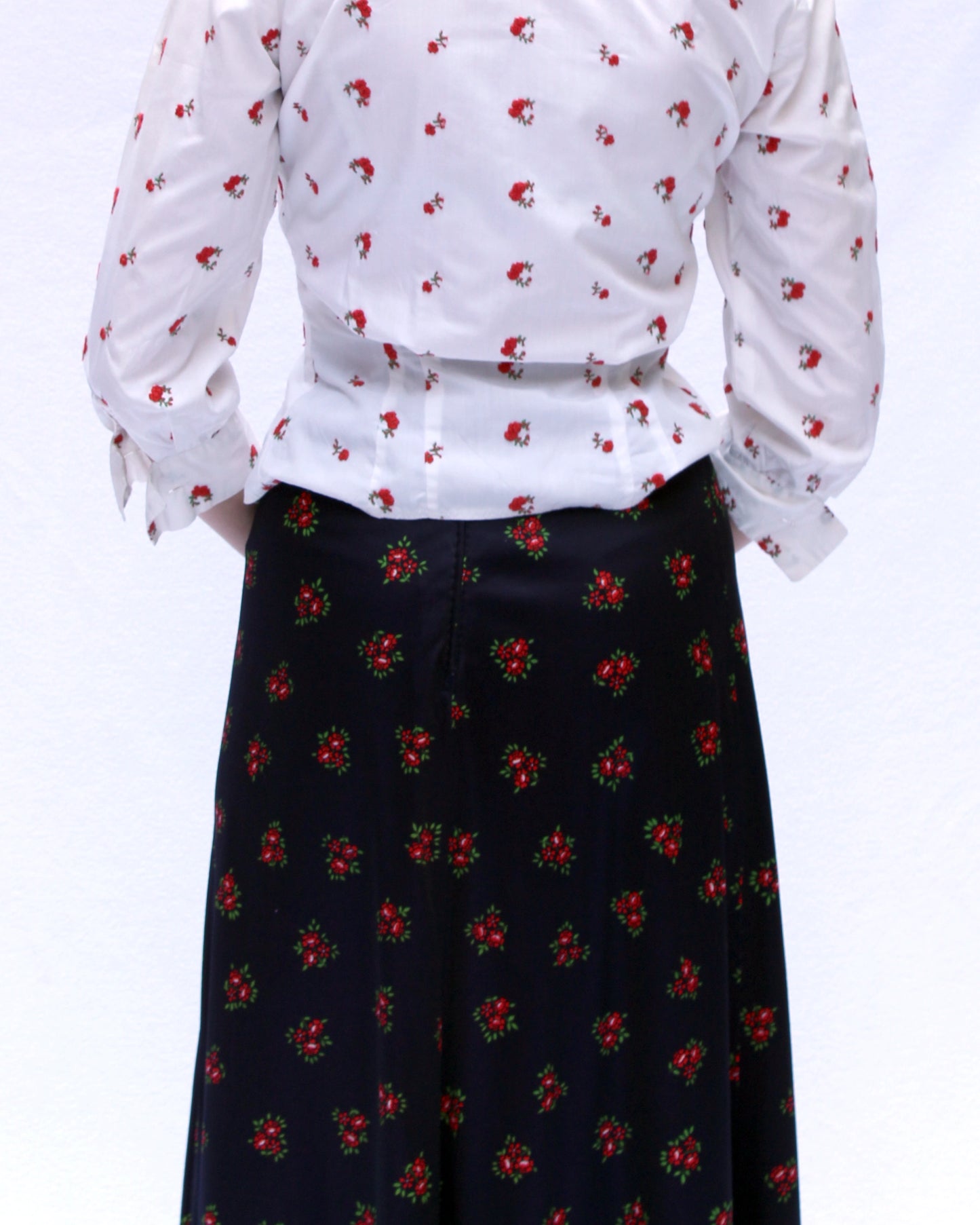 Vintage 1970s Rose Print Maxiskirt